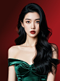 绿衣服红背景 (6)