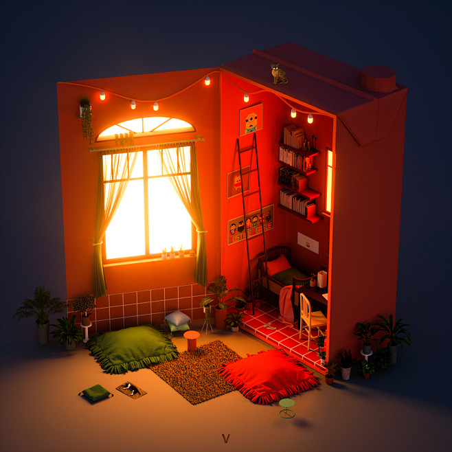 C4D 小房间场景