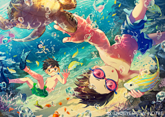 迎着夕阳飞奔采集到R日系插画