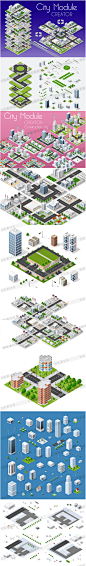 2.5D立体模拟城市建筑楼房道路交通景观环境场景模型eps矢量素材-淘宝网