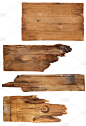 四旧木板孤立在白色背景上。旧木板