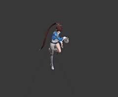 女剑客卡通模型 有绑定动作