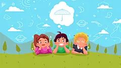 唯美创意高端大气简约风儿童节插画