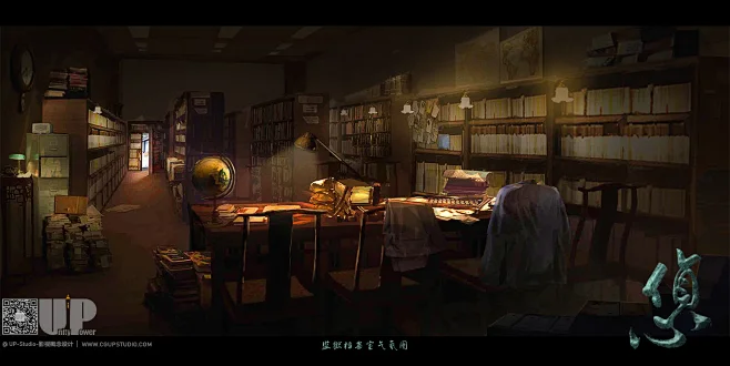 影视概念设计-气氛图-民国内景-室内-监狱档案室-书房-花瓣网