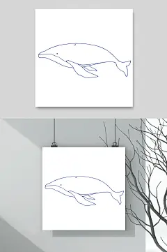 极简鲸鱼海洋生物手绘矢量素材