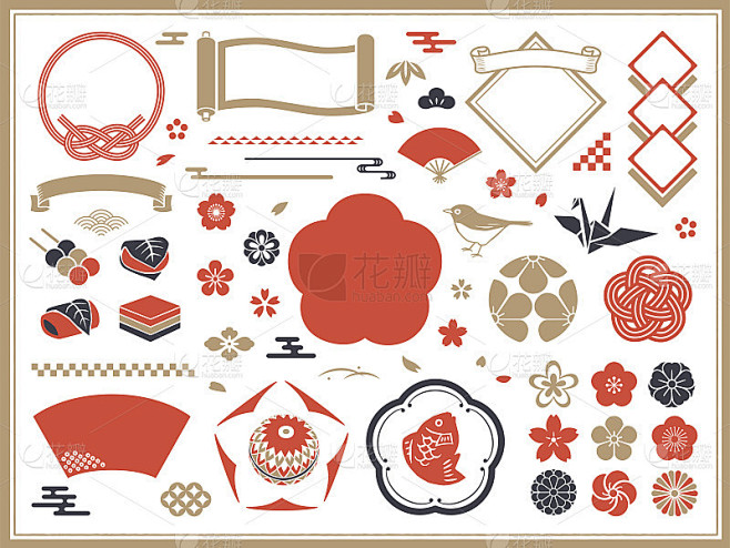 日本的装饰，框架和图标