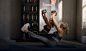 Woman performing V crunches in front of NordicTrack mirror 
