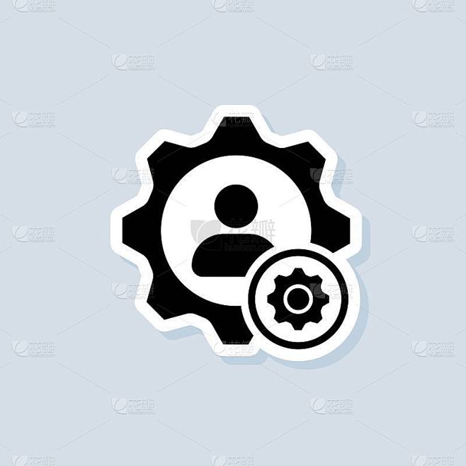 专业服务，设置图标贴纸。设置、管理管理。齿轮设置图标。矢量在孤立的白色背景。每股收益10