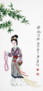 西施浣纱
国色天香，王丽莉工笔仕女画欣赏。王丽莉，1949年出生，四川省成都市人，现为中国艺术家协会副会长，中国书画研究院常务理事，中国书画家协会理事，中国书法美术家协会会员，中国（香港）书画家协会理事，一级美术师