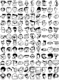 矢量卡通人头漫画各种人脸黑白创作 AI0041-淘宝网