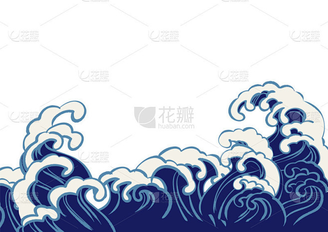 波浪,绘画插图,日本,自然美,图像,海洋,海浪,艺术,无人,矢量