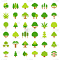 扁平化设计,可爱的,植物,简单,计算机图标,有机食品,自然,季节,树,收集