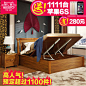 预林氏木业1.5现代中式床 1.8米双人床气动储物高箱大床LS8004