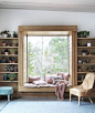 Interesting window seat in this library - it's as if the entire window is a large frame.. Elle Decor Bedroom |  Teengirl Bedroom Ideas Decor  | 10 Year Old Bedroom Ideas | Little Girl Bedroom Ideas For Small Rooms. #girlbedroom #Dwelling. Click image to r