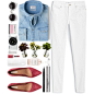 A fashion look from August 2015 featuring shirts & tops, mid-rise jeans and high heel pumps. Browse and shop related looks.