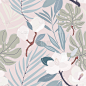 leaves twigs and flowers artistic seamless pattern