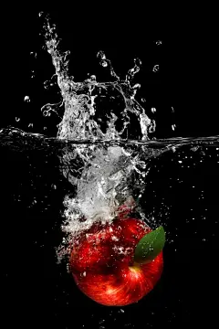 水中的红苹果iPhone潮流壁纸