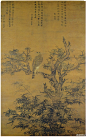 元 张舜咨《苍梧竹鹰图》纵146厘米，横93厘米。山东省博物馆藏。 