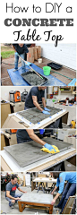 Learn how to DIY your own concrete table top.  It's not as hard as you think, and I'm sharing the lessons I learned on my FIRST time working with concrete.: 