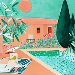  Léa Morichon是法国插画家，在卡地亚工作了一段时间后，她迅速飞往伦敦，在那做了几年的设计师。当她回到法国时，她开始了她的插画事业。她将绘画的传统用途（油画和水粉画）与数字工具结合起来，并对图像唤起想象世界的力量感到惊讶，她的旅途是她的灵感的主要来源。