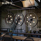 车轮吊灯北欧loft创意工业风吊灯餐厅酒吧吧台美式复古铁艺灯具