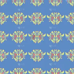 蓝花无缝图案。背景颜色的花