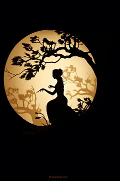甜美赏月女孩中秋节月亮人物剪影摄影图