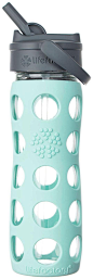Lifefactory Glass Bottle with Straw Cap or Flip Cap - Turquoise - 16 oz (amazon or bed bath & beyond with coupon): 