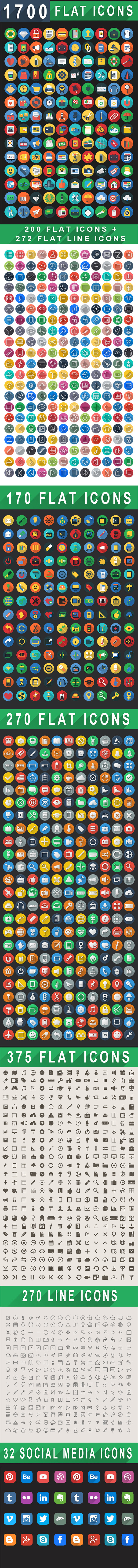 1,700 Flat Icons - F...