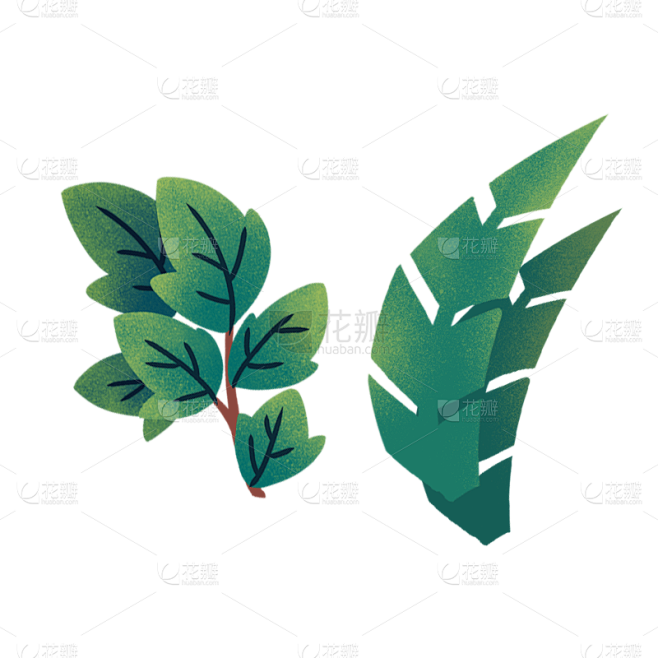 卡通感青年节树叶元素贴纸