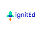 ignitEd、点燃、教育成就航空航天书籍品牌徽章探索身份知识发射学习标志标记任务火箭学校空间学生学习符号老师