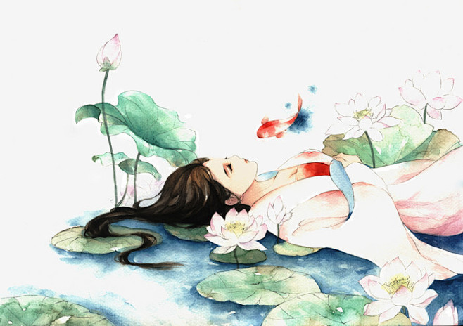 古风美女 女性 古装 插画 唯美 美女 ...