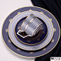 欧洲出口英式骨瓷西餐具瓷器套装组陶瓷牛排平盘沙拉盘蓝耀金系列-淘宝网