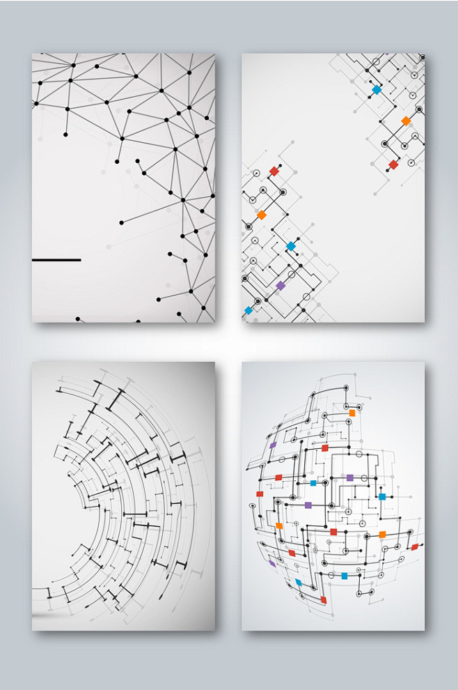 国外多边形科技直线圆点矢量设计背景