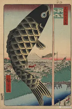 日本浮世绘大师 歌川广重作品“我将画笔留在身后，留在江户 。我将步入全新的旅程，去欣赏西方极乐世界的所有著名景色。”