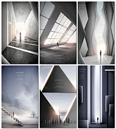 商业灰色虚拟空间建筑电影场景企业文化摄影PSD海报设计模板素材-淘宝网