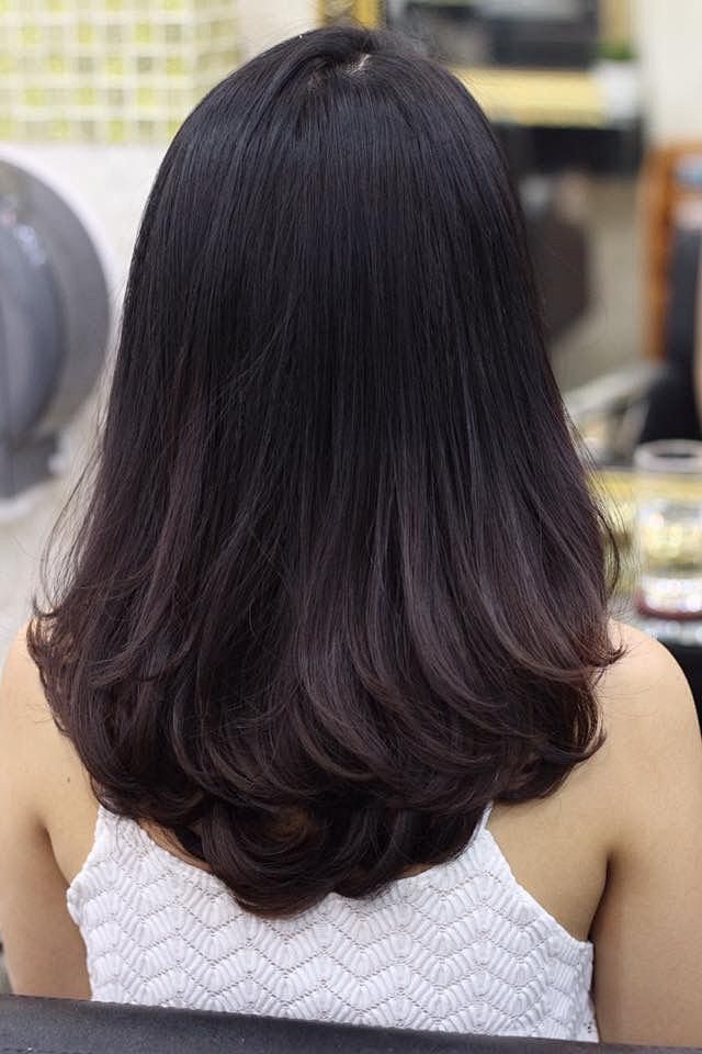 humanhairwigfulllacedarkbrownsilkystraight梨花烫卷发背影背面
