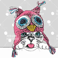 时尚手绘线描头像插画EPS设计素材卡通插画T恤1(9)