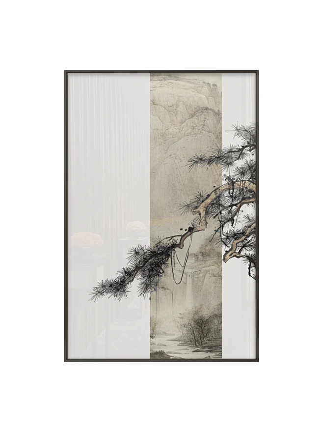 新中式禅意装饰画客厅玄关书房茶室软装样板房设计师松树山水挂画-tmall.com天猫-花瓣网