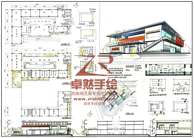 #建筑设计#景观设计卓然手绘建筑快题作品...