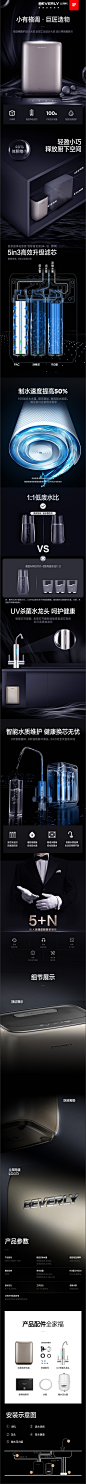 美的比佛利厨房净水器 家电 电器 产品详情页设计 - - 大美工dameigong.cn