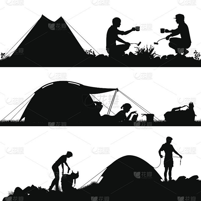 野营前景轮廓