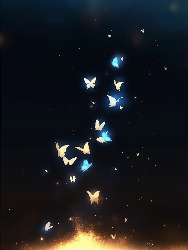 9113光影蝴蝶笔刷蓝色发光蝴蝶星光ps...