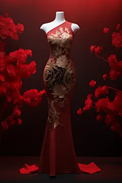 AI数字艺术国风新中式旗袍展示图片-众图网
