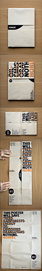 Honest. – Conference Folding A2 dust-jacket poster.  https://www.behance.net/gallery/1816391/Honest-Conference: 