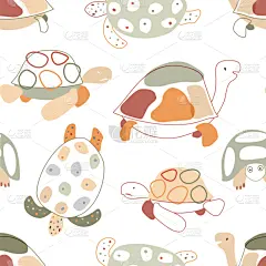 式样,海龟,蝶古巴特艺术拼贴,儿童,婴儿,白色,可爱的,恶作剧,图像