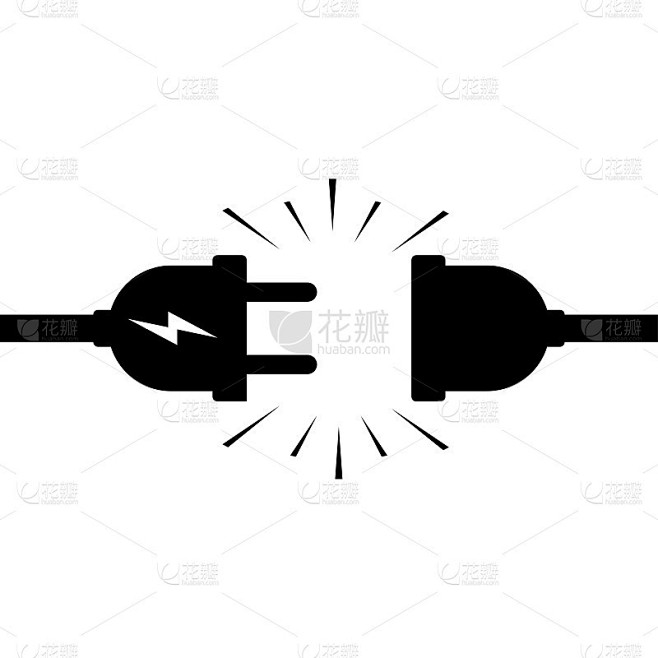 电插头和插座图标设计。矢量图