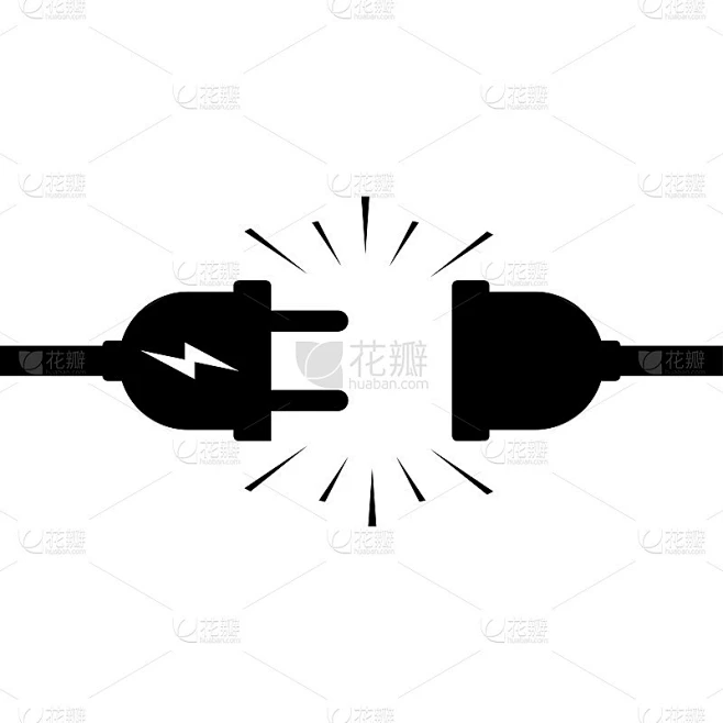 电插头和插座图标设计。矢量图素材-花瓣网