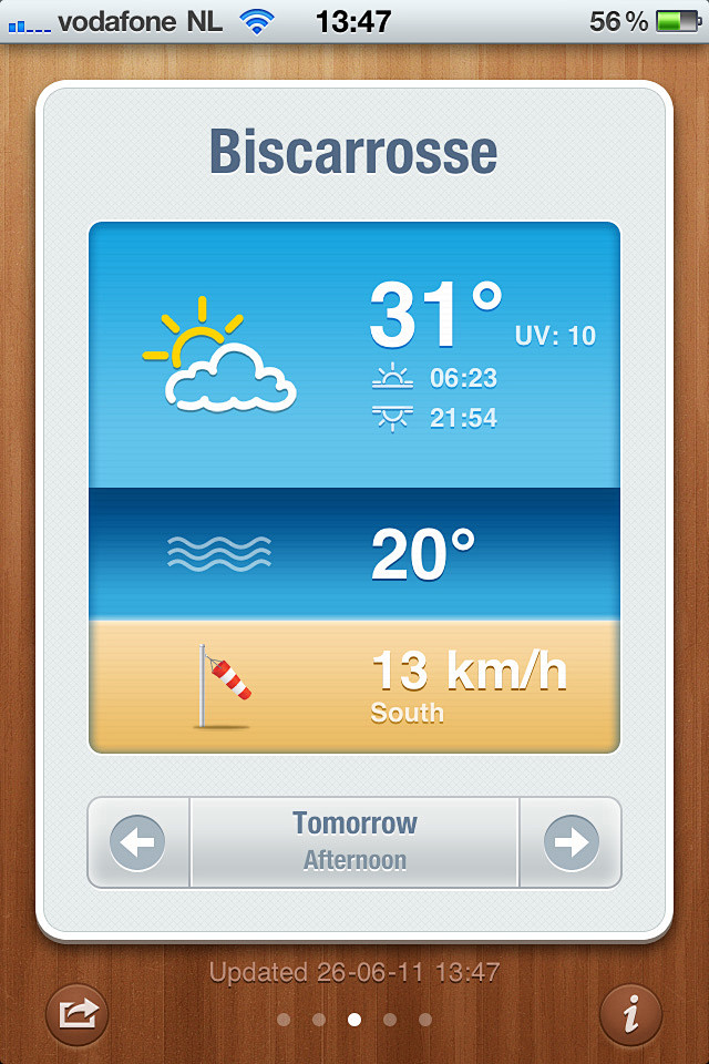 海滩天气预报iPhone应用程序界面设计...