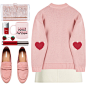 A fashion look from February 2017 featuring round neck sweater, white a line skirt and h&m loafers. Browse and shop related looks.